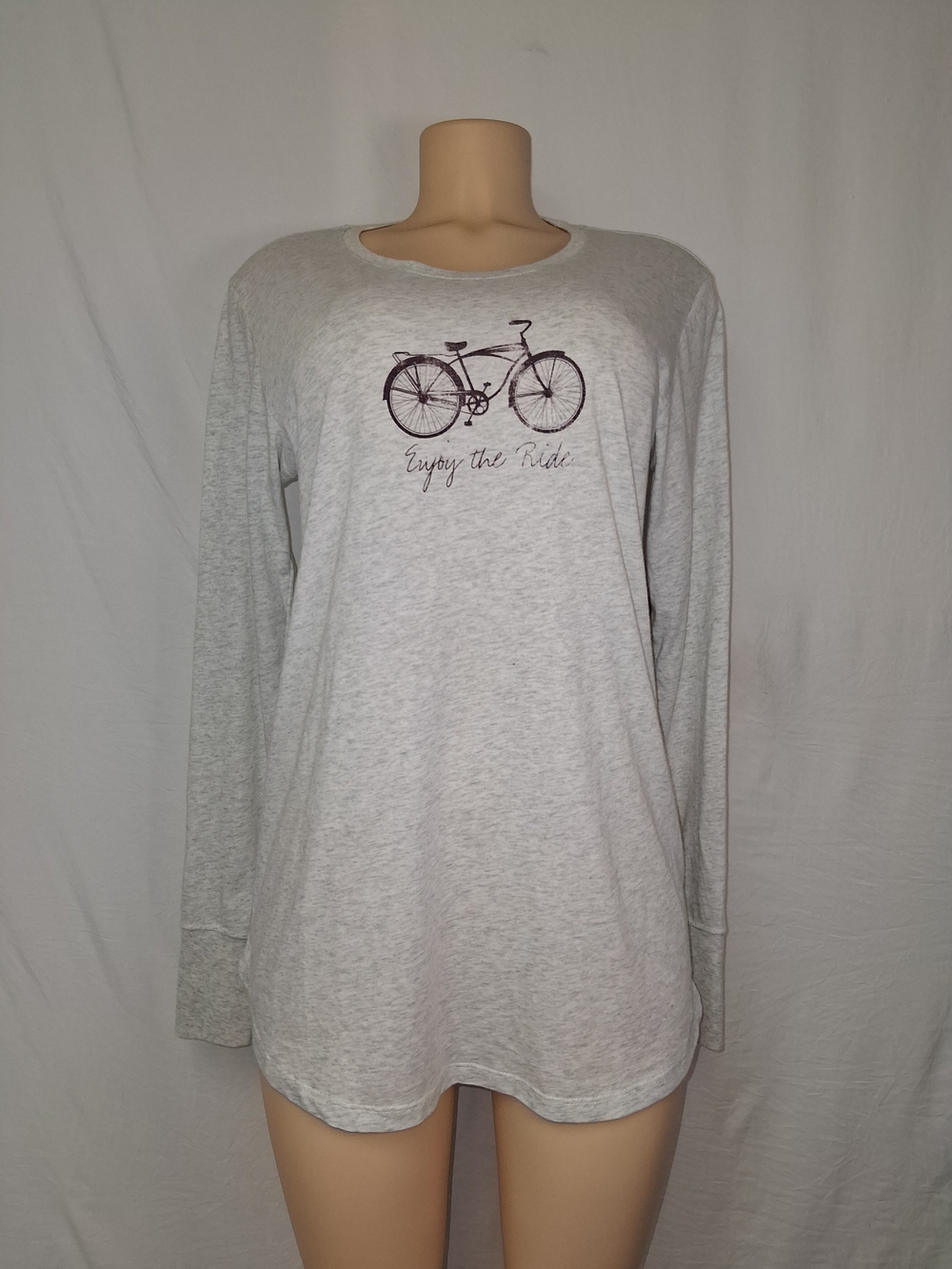Blue 84 Light Gray Long Sleeve Tee with Bicycle Graphic Size XL